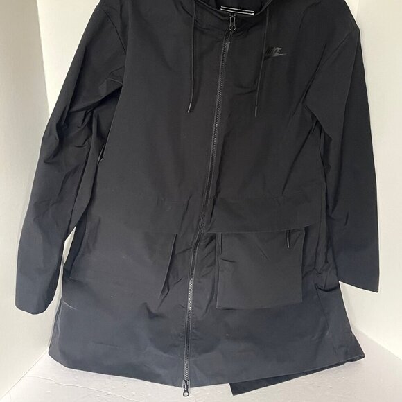 Nike Hooded Parka Jacket Women’s Small Black Water Resistant Packable Midi Coat - Picture 6 of 11